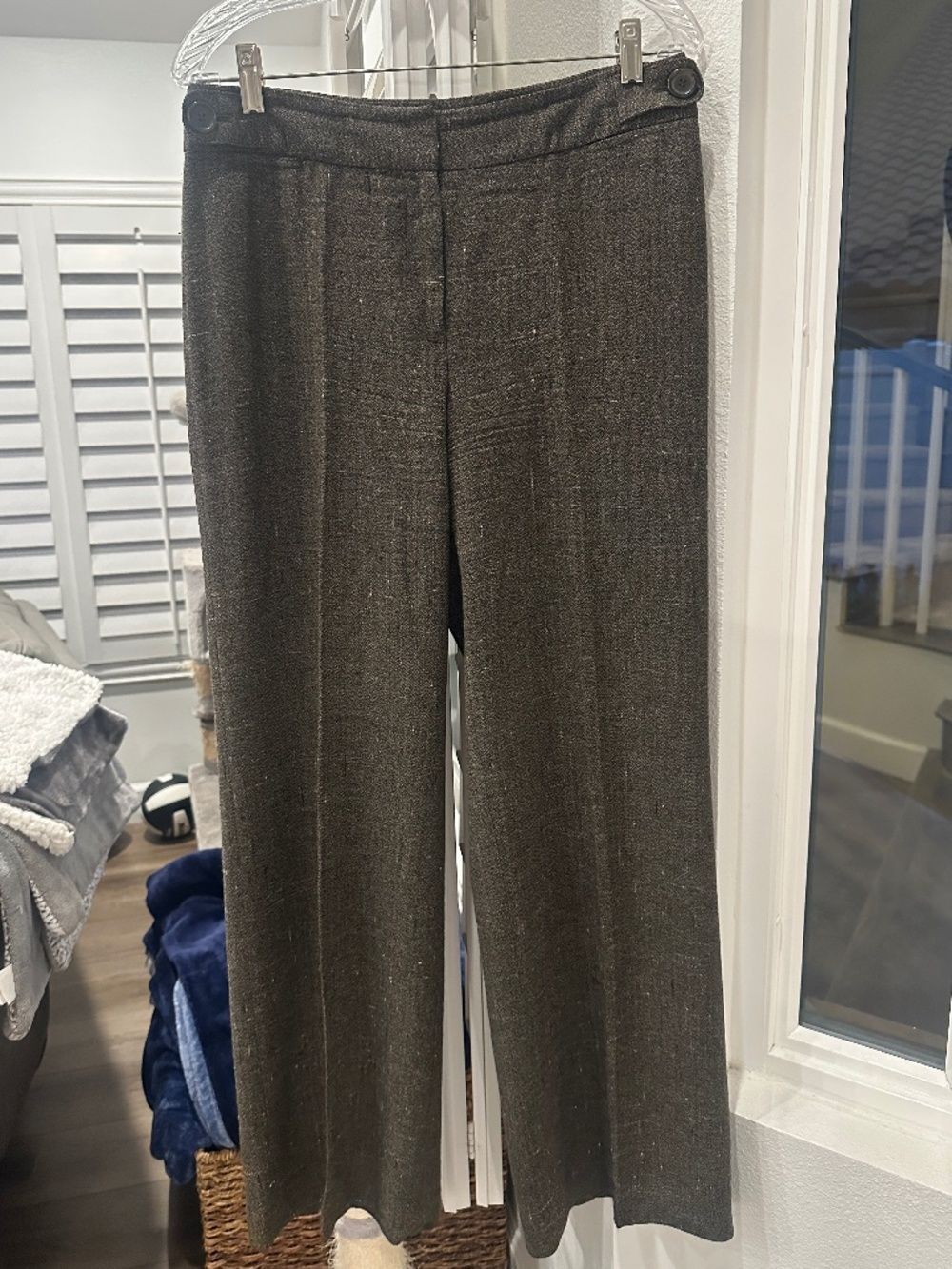 Ann Taylor LOFT Brown Textured Wide-Leg Dress Pants Size 8
